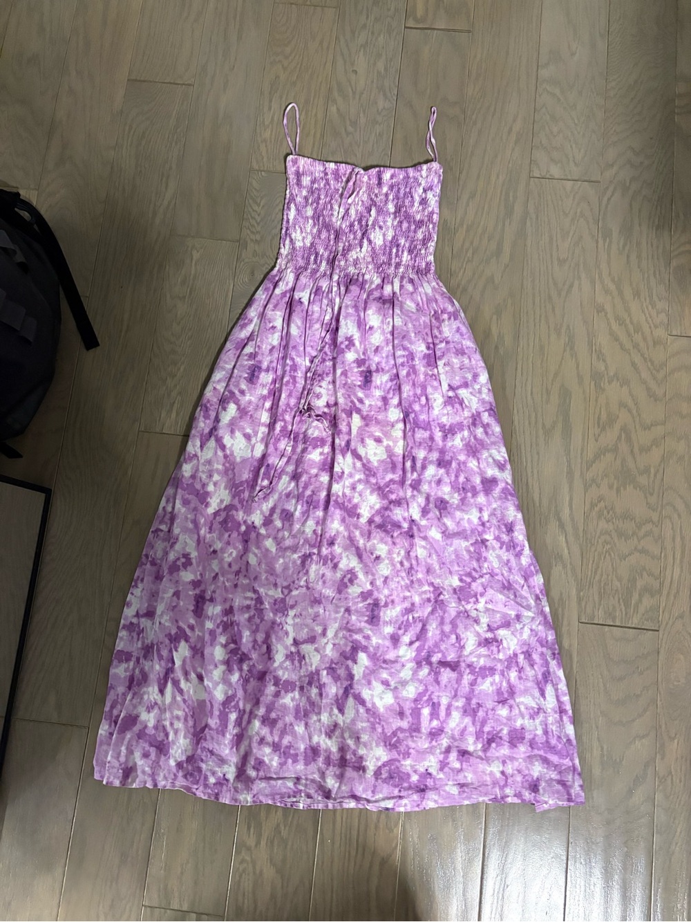 Faithfull the Brand Lavender Tie-Dye Smocked Maxi Dress